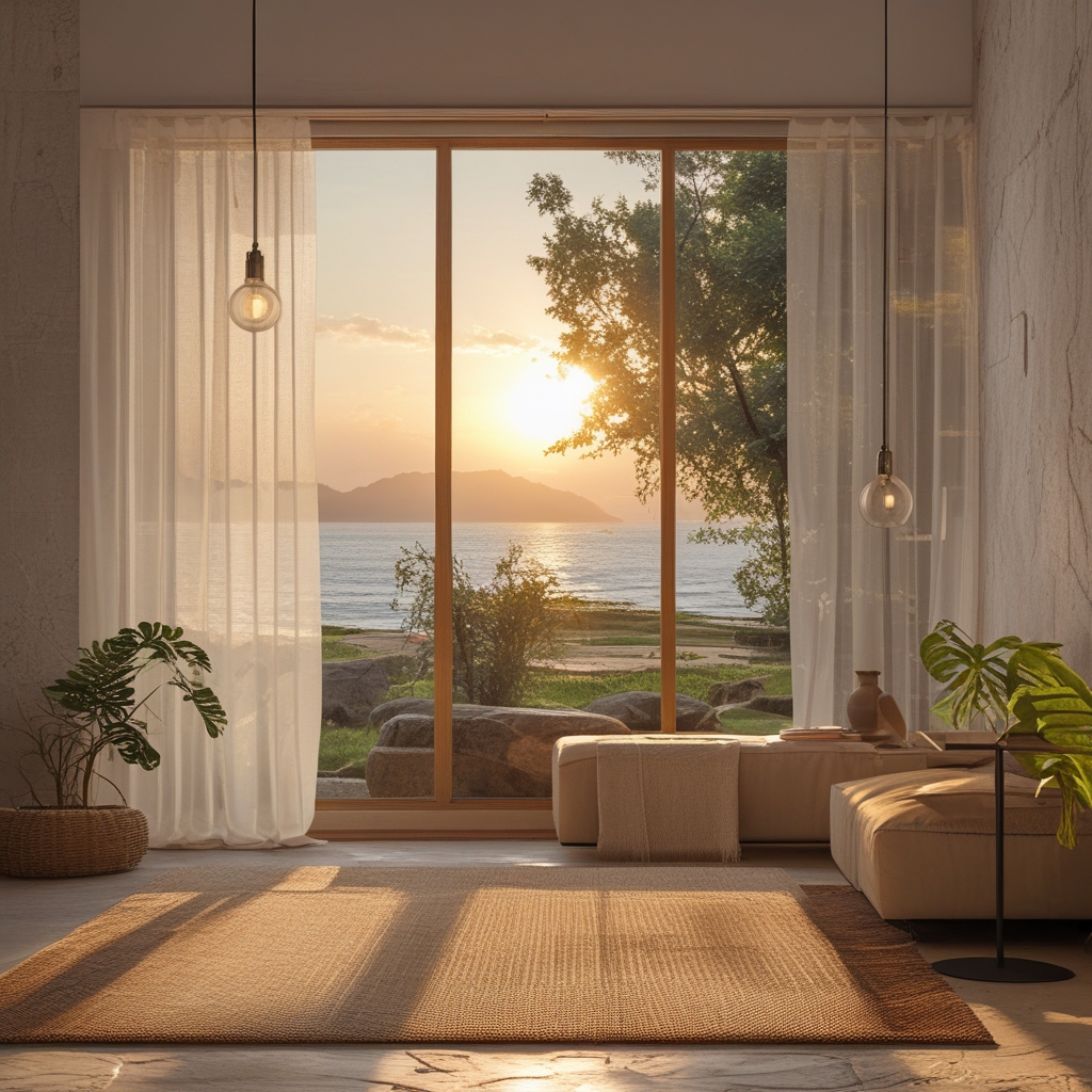 Cahaya matahari pagi menerangi ladang gandum hijau terbuka dengan langit biru cerah, menggambarkan sumber alami vitamin D